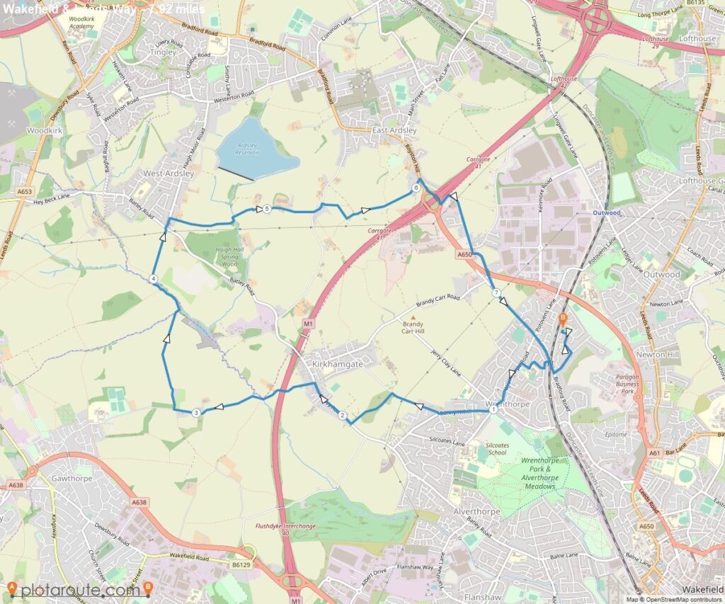 Map - Wakefield & Leeds Way